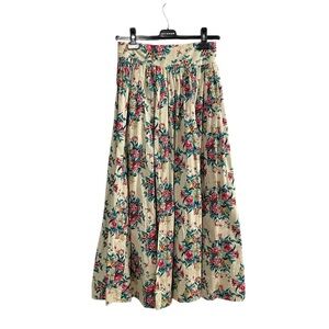 Vintage Kettle Creek Canvas Co. Cream Floral Print Midi Skirt